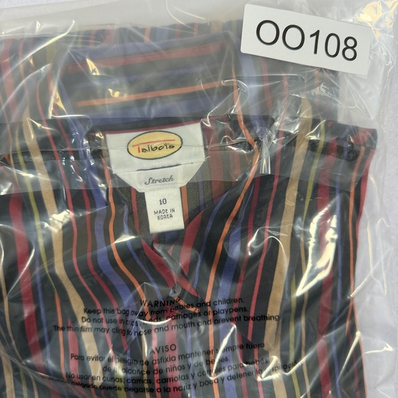 Talbots Womens Silk Stretch Striped Button Down Shirt Blouse Multi Color Size 10 - Picture 9 of 9